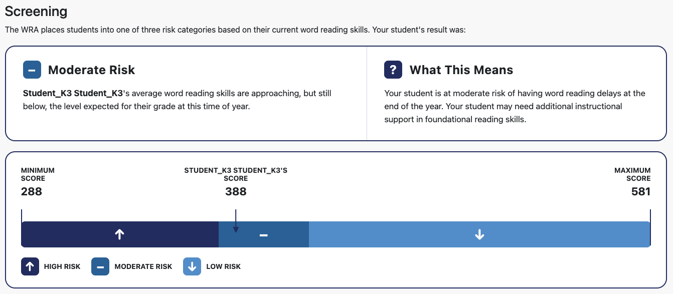 Screening Screenshot Screening Screenshot – Word Reading Assessment